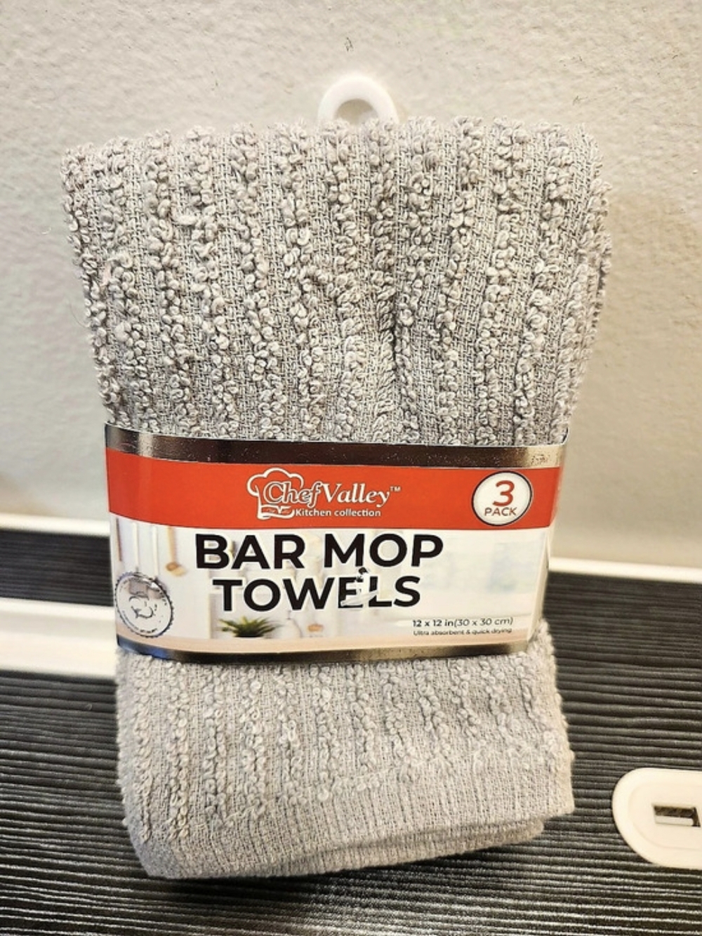 Chef Valley Bar Mop Towels 3 Pack Gray